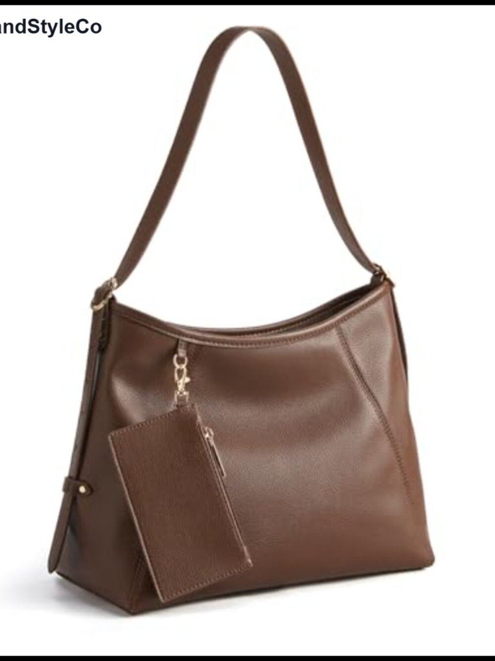 Hobo Shoulder Bag PU Leather Multi-Pocket Crossbody with Detachable Pouch